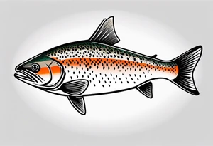 A small tattoo with a shaded trout 
 drawn with fine lines. tattoo idea