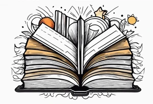 Books open with things coming out tattoo idea