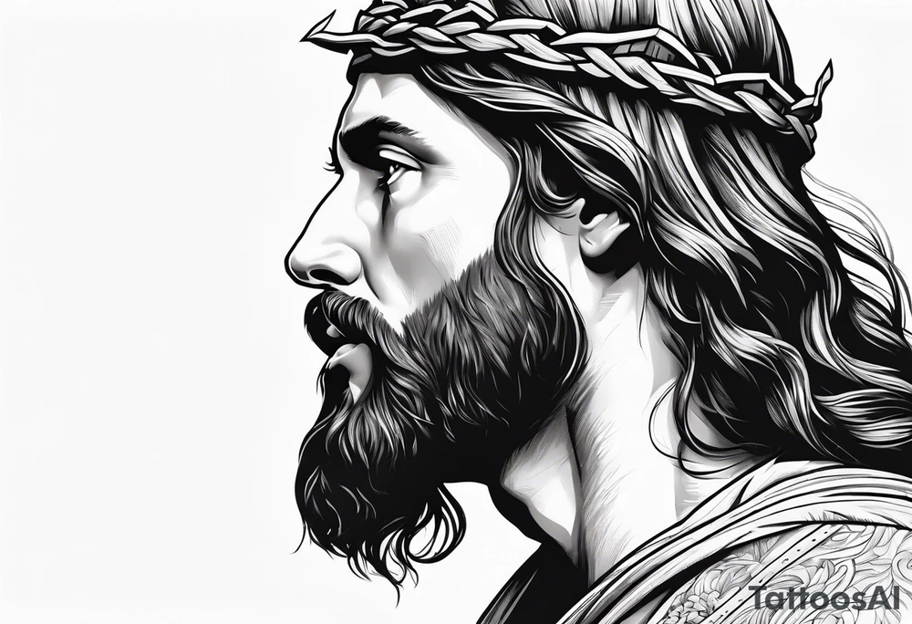 jesus side profile tattoo idea
