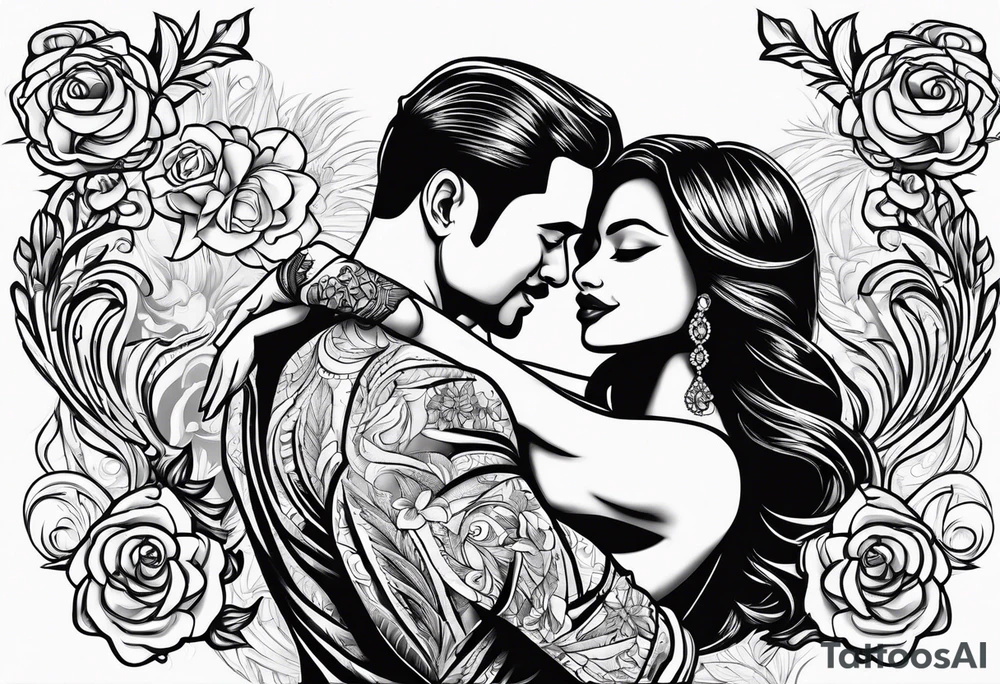 Dancing salsa bachata couple tattoo idea