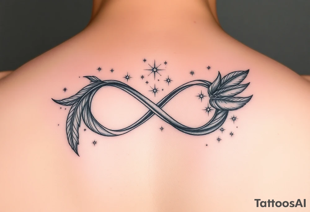 infinity symbol woven with floating feathers and stardust tattoo idea infinity symbol woven with floating feathers and stardust tattoo idea