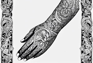 Forearm sleeve and glove with swirls up to the elbow like a elbow length lace glove tattoo idea