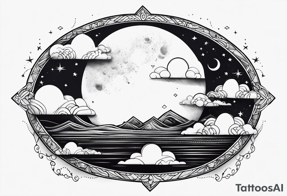 Moon with cloud tattoo idea