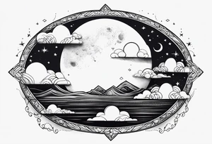 Moon with cloud tattoo idea