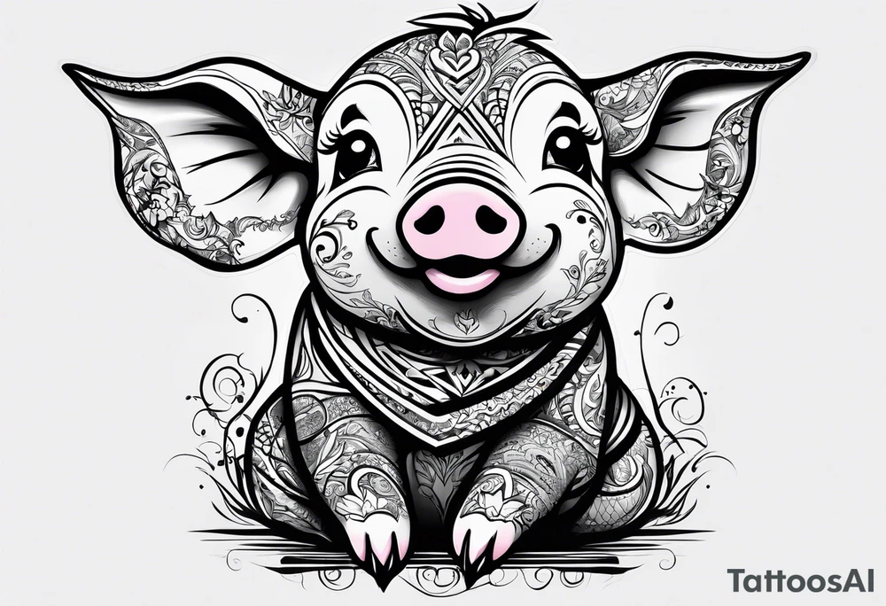 cute piglet.
with text: "friends not food" tattoo idea