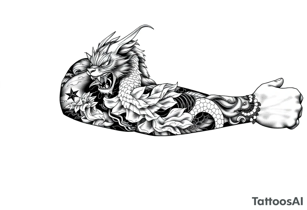 neotraditional japanese sleeve tattoo idea