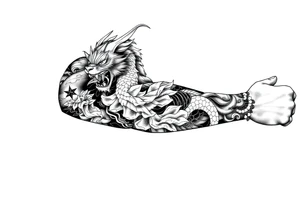 neotraditional japanese sleeve tattoo idea