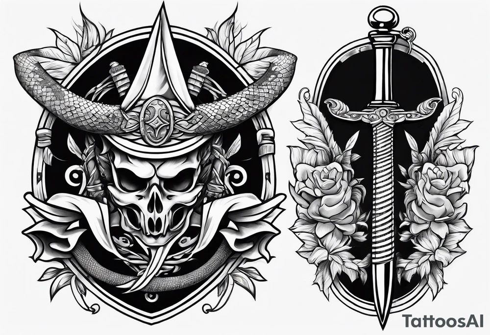 Snake head dagger tattoo idea