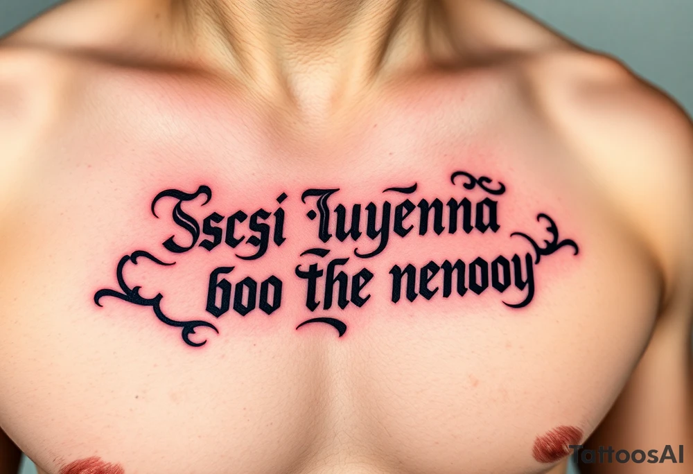 Inscription in Russian in Chthonic style
"Всё хуйня давай по новой" tattoo idea