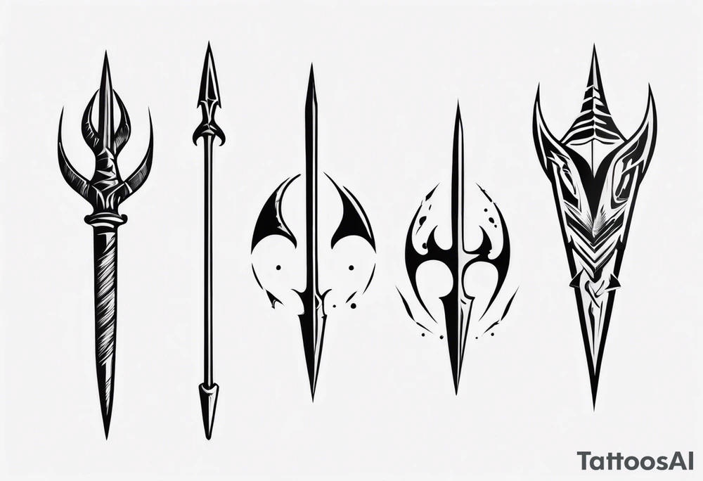 A trident, three-pronged spear tattoo idea
