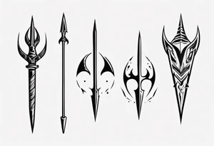 A trident, three-pronged spear tattoo idea
