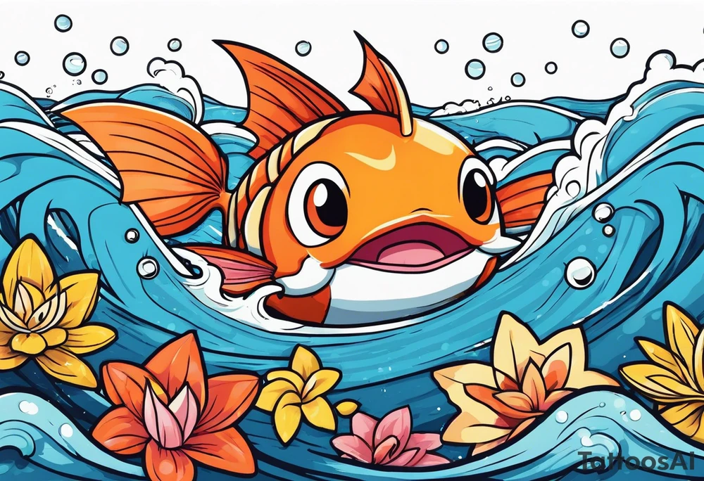 Magikarp Pokemon in the ocean. tattoo idea