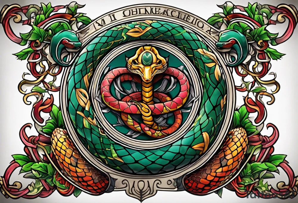 snake around caduceus symbol tattoo idea