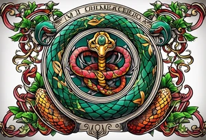 snake around caduceus symbol tattoo idea