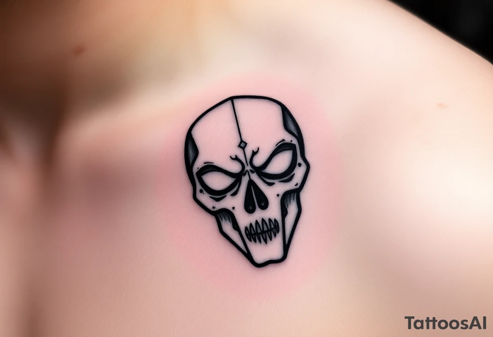 A starry sky with constellations forming the shape of a Death Eater mask, subtly blending darkness and destiny tattoo idea