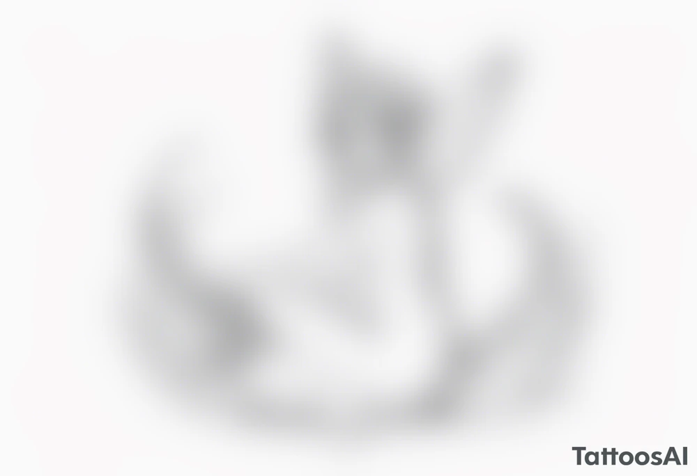 A fairy with a tail inspired by the logo of the show called Fairy Tail in a fetal position leaning in tattoo idea