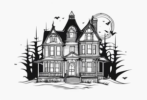 haunted house tattoo idea