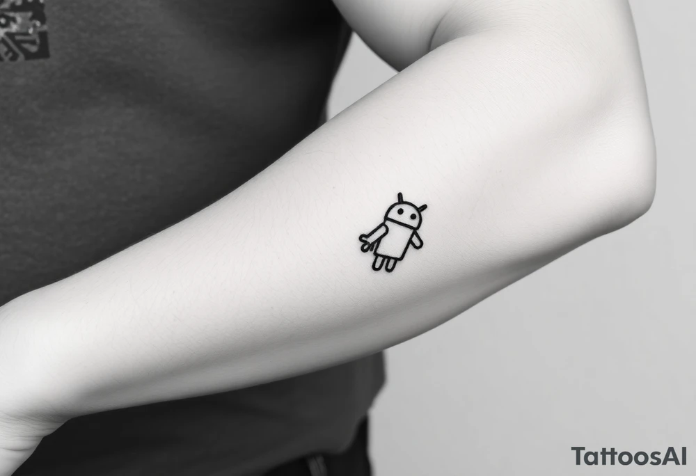 Andorinha carregando o simbolo de uma maça, android carregando um simbolo de kotlin linguagem de programação tattoo idea