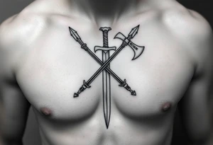 2 Roman spears
 an axe 
A sword tattoo idea