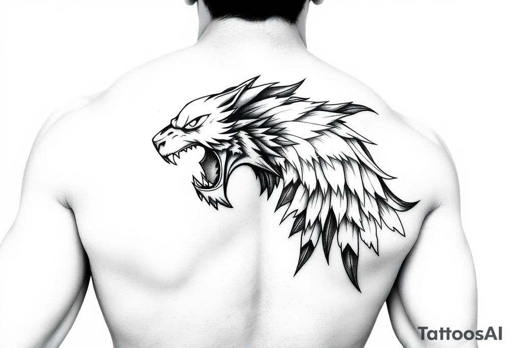 Black and white. Left arm tattoo which starts at the elbow and goes all the way up to the shoulder. The tattoo should exemplify power, strength and dominance. tattoo idea