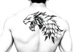 Black and white. Left arm tattoo which starts at the elbow and goes all the way up to the shoulder. The tattoo should exemplify power, strength and dominance. tattoo idea