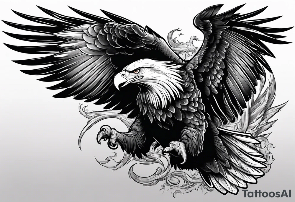 Eagle. 

Clutching a sword. 

Scroll with the words "Death Before Dishonor" tattoo idea