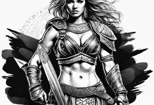 Female gladiator full body tattoo idea