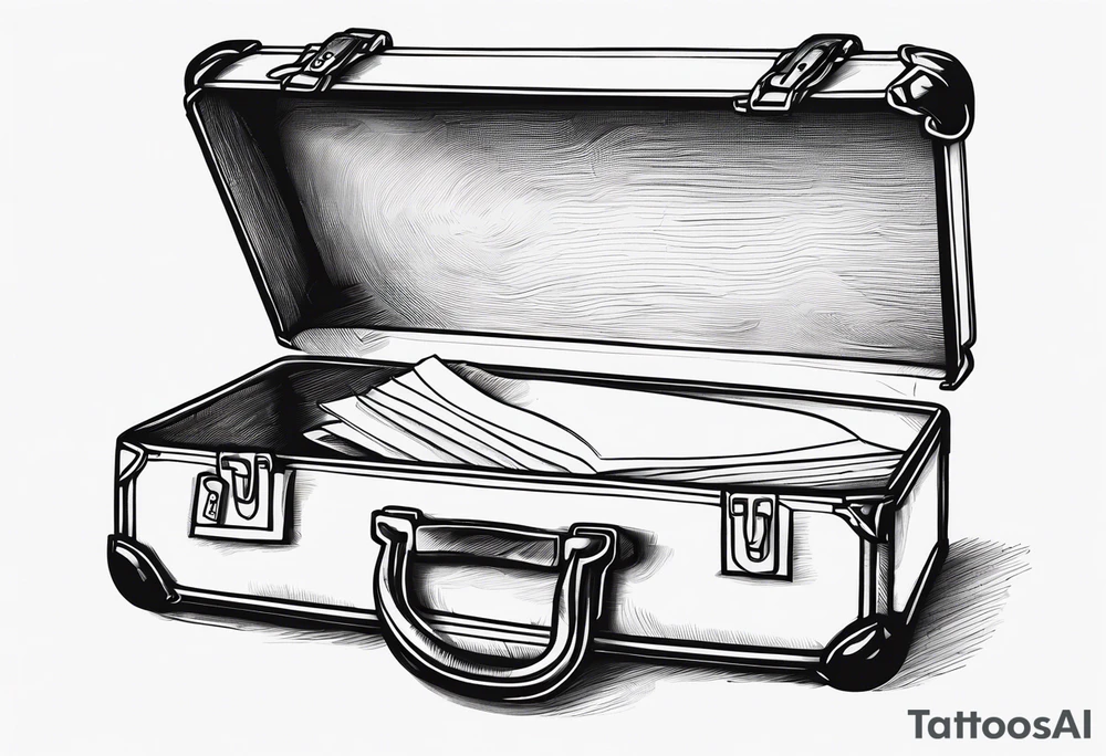 Cardboard suitcase lineart and minimalist tattoo idea