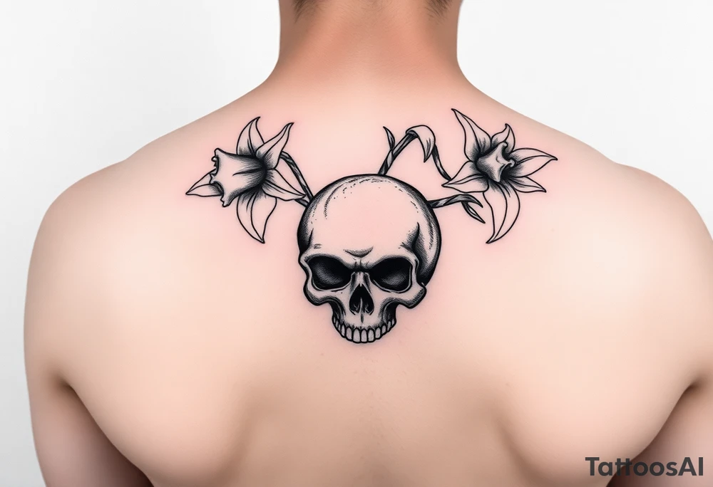 Andrea Aries born Cheshire likes skulls and daffodils tattoo idea