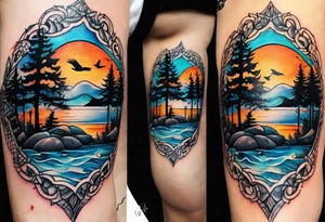 Small inside arm tattoo. Black kite (Daya's name), nature (trees/sea), rock/metal vibe, small sunflower. tattoo idea