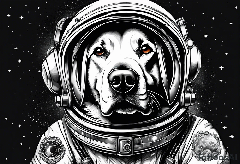 dog in space tattoo idea