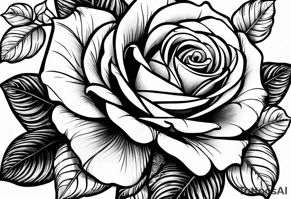 rose and violet with greenery tattoo idea