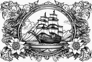 captain’s bar with edelweiss flower accents tattoo idea