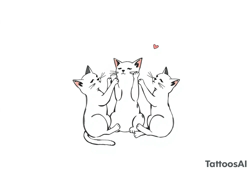 three cats playing tattoo idea