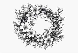 Wreath of cherry blossoms tattoo idea