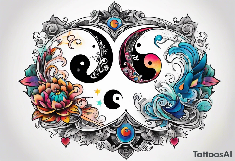 Ying yang sad happy tattoo idea