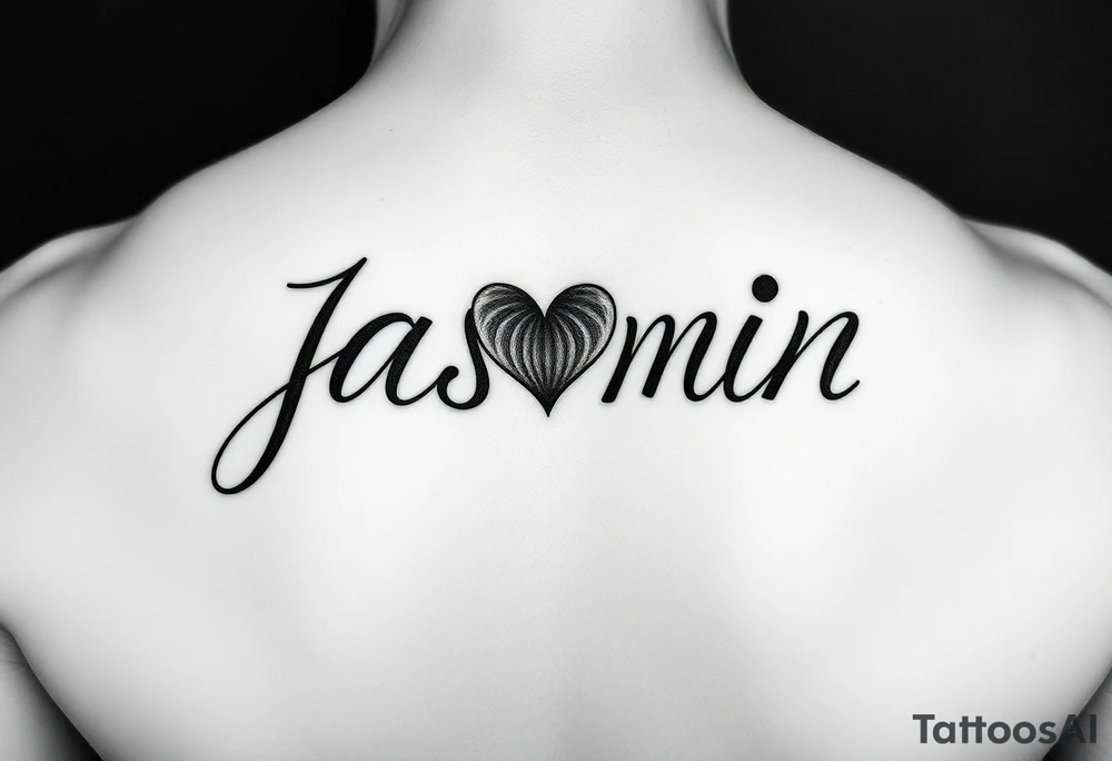 i just need the name jasmin on a blank canvas with the dot in the letter i to be a heart tattoo idea