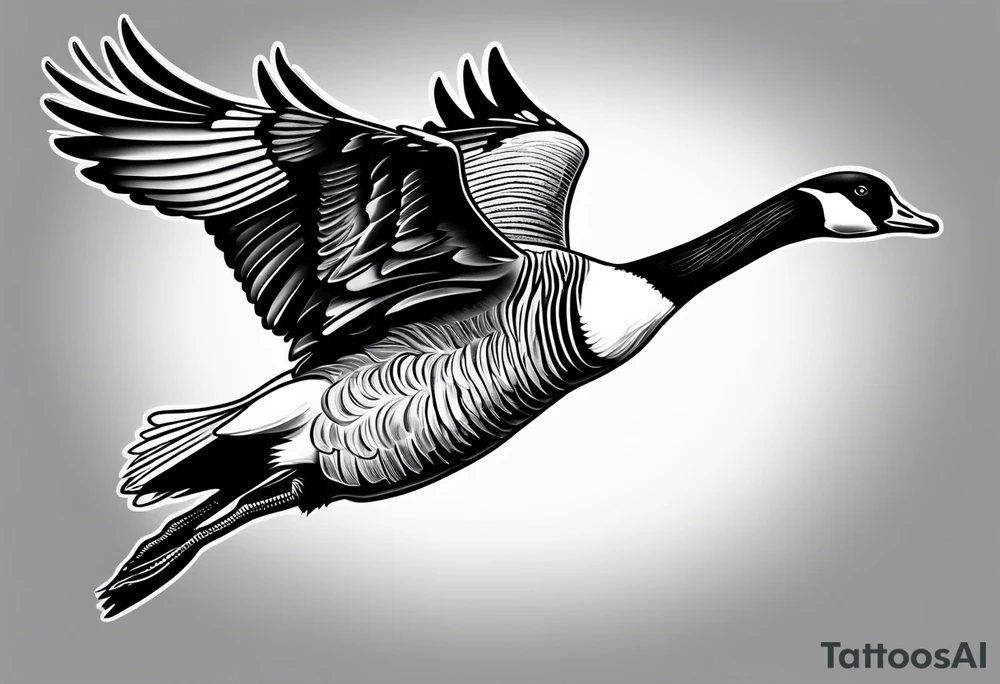 flying canadian goose pencil tattoo idea