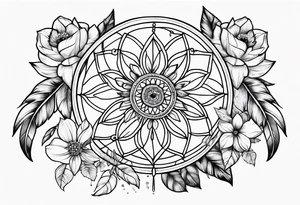 Dream catcher with flowers tattoo idea