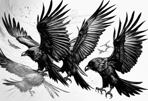 3 Flying Crows tattoo idea