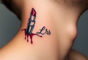 Seductive Stain from lipstick kiss with initial lowercase lrs with drool tattoo idea