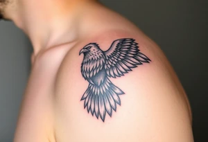 A detailed black-and-gray eagle with intricately shaded feathers, symbolizing strength and wisdom tattoo idea