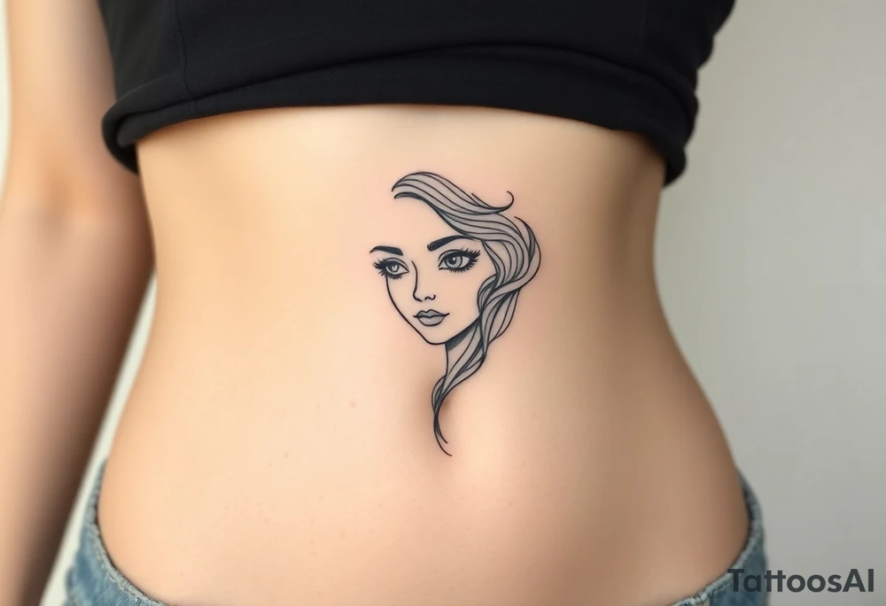 Mermaid light grainy soft feminine face tattoo idea