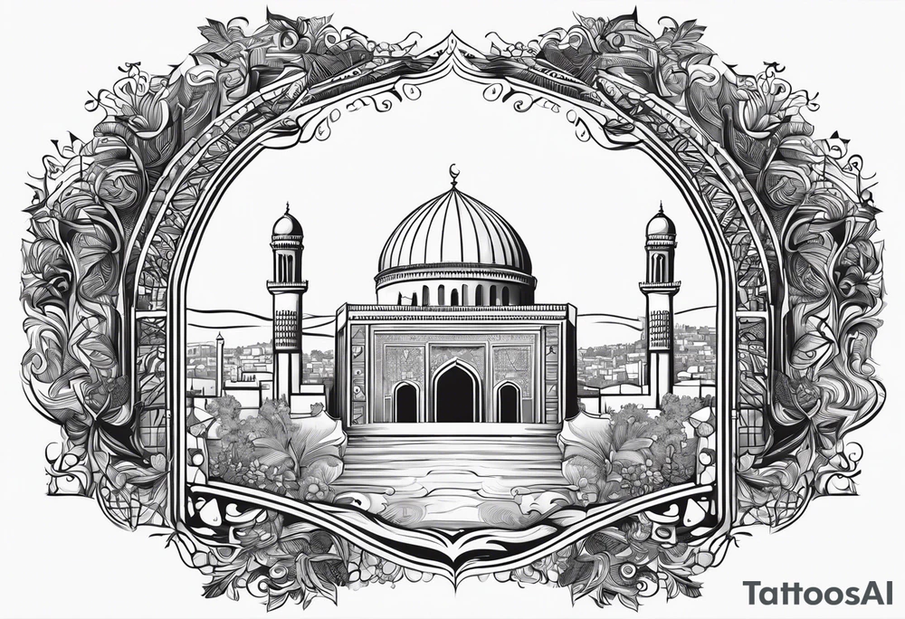israel city vector gate 
swirl  vignette tattoo idea