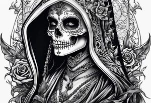 lady skeleton grim reaper devil tattoo idea