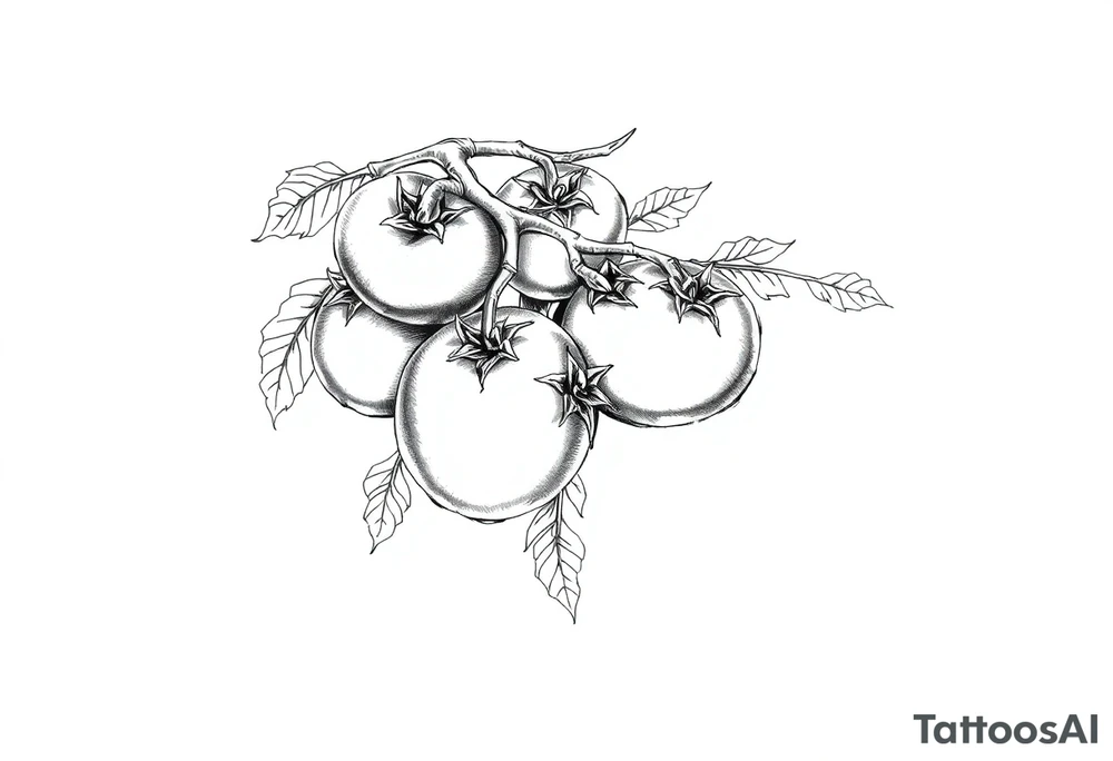 Ripe tomatoes on a vine tattoo idea