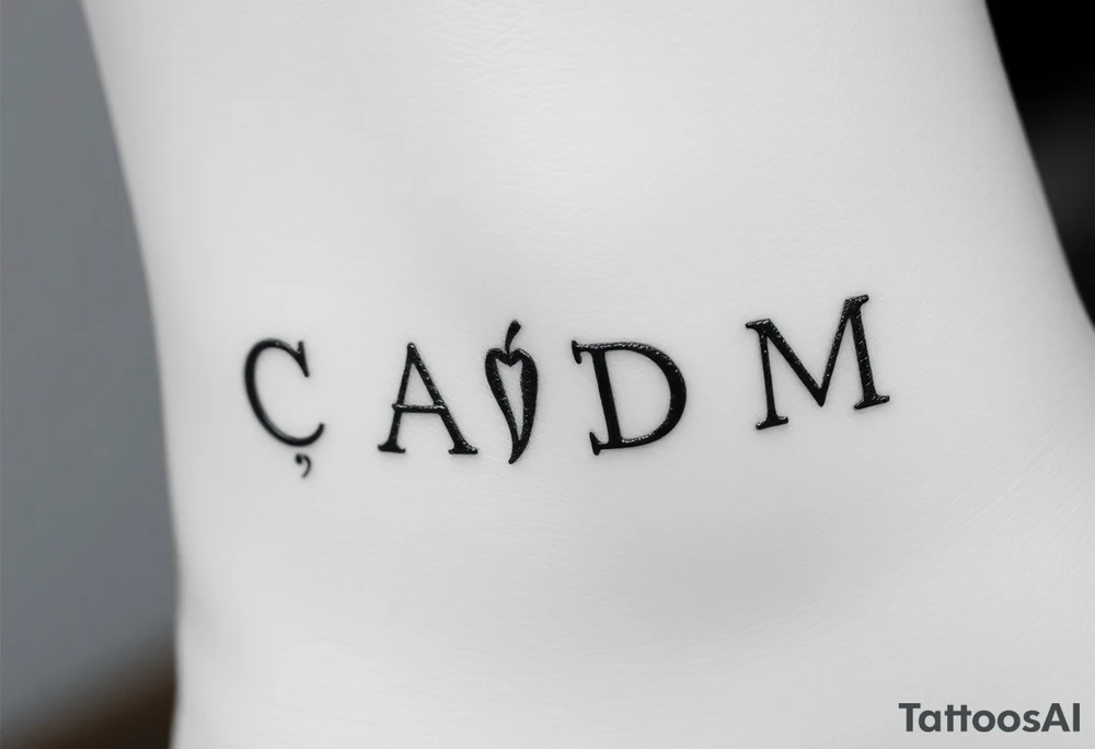 Can you create a series of lines  separating each of our initials  - the  lines must be small peppers Those would be for a tattoo and initials  are for C , A , D , M tattoo idea