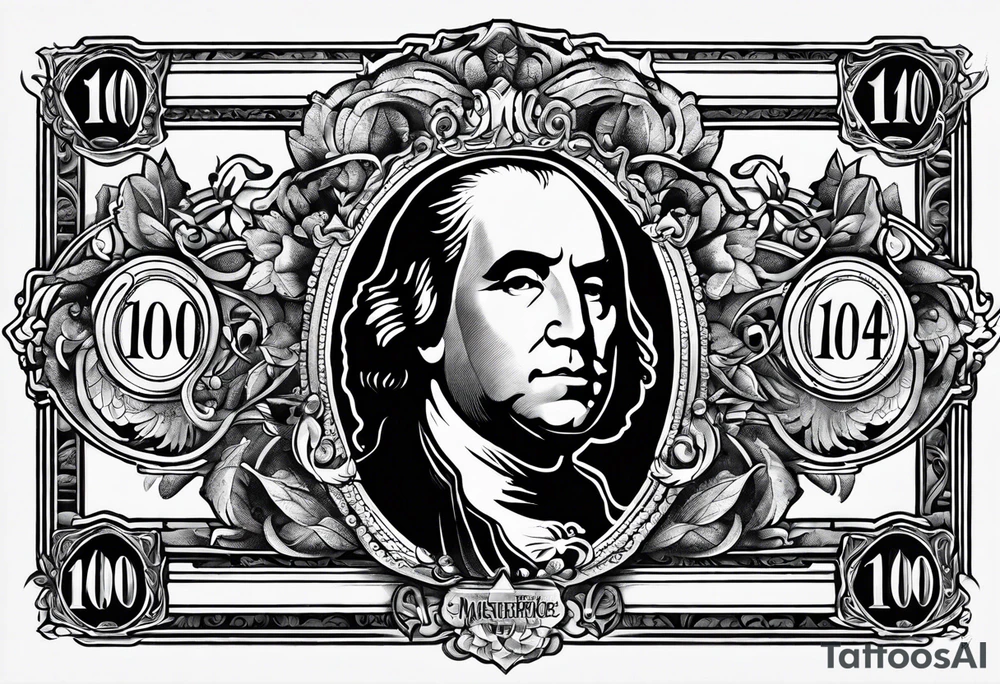 The year 1974 on a 100 dollar bill tattoo idea