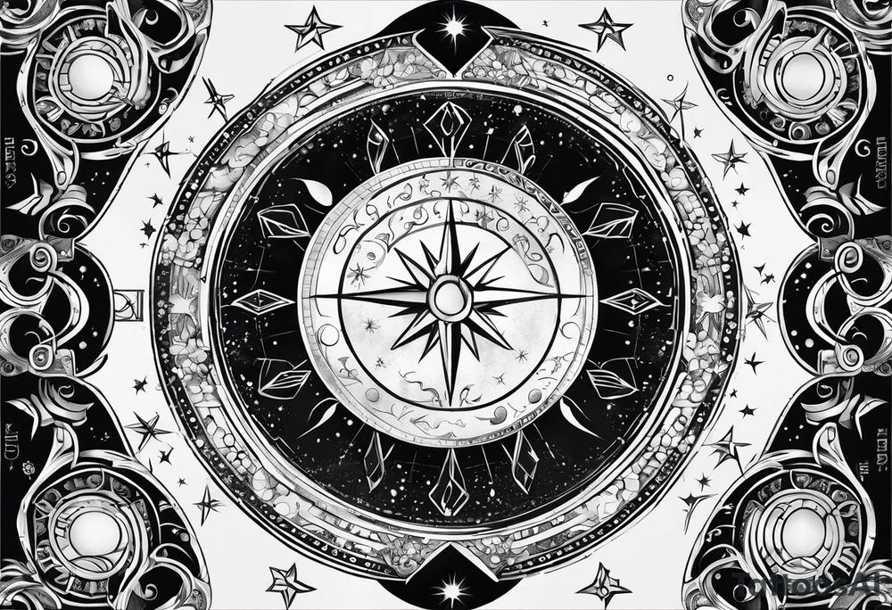 Astrology, Cancer, Natal Chart, symbolic, vision, yin yang, the moon, the sun, Uranus, Pluto, spiritual third eye, mystical armband tattoo idea