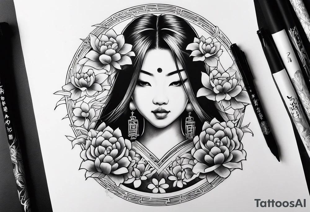 Chinese lettering next to a Japanese  charm tattoo idea